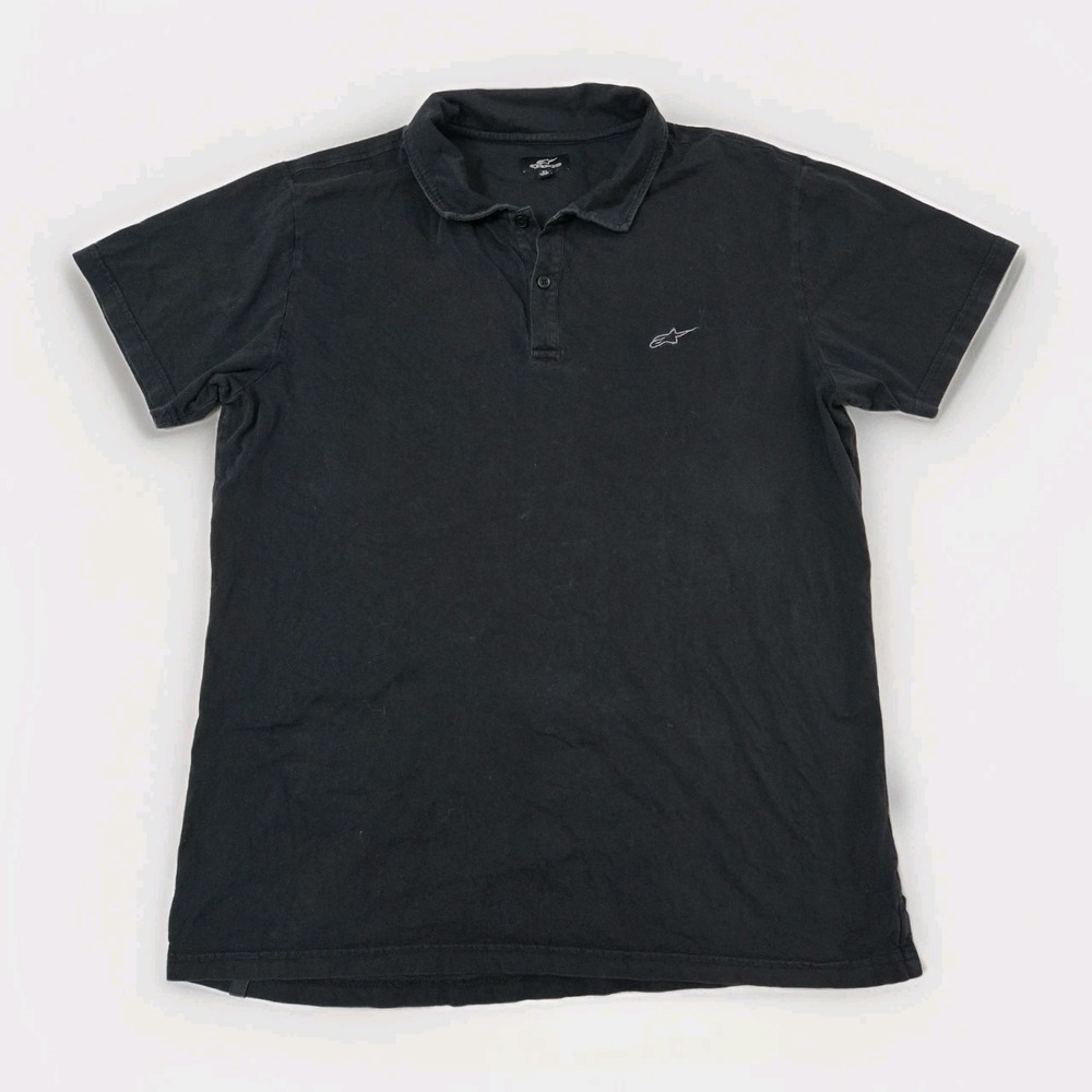 Alpinestars Polo Shirt Mens Large Black Logo Motorcycle‎ Racing Motor cross Bike
